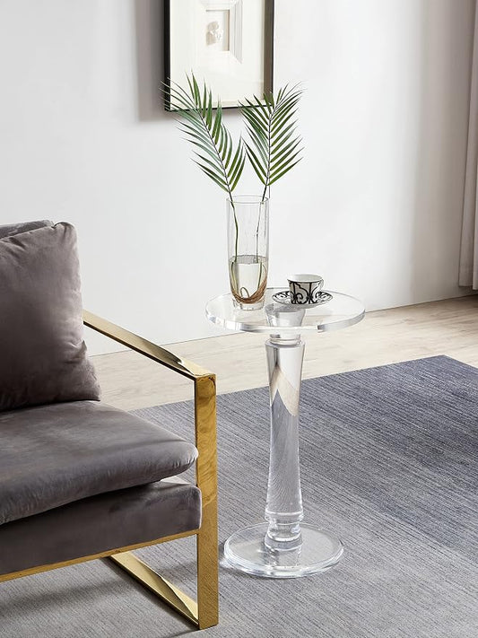 Artmaze Clear Acrylic End Table,Drink Table,for Office, Living Room and Bedroom, 15x15 inch，25.2 inch High