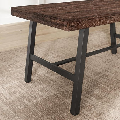 GarveeHome Industrial Dining Table for 2-4, 55" Heavy Duty Rectangular Kitchen Table with 2"×2" Metal Legs, Small Space Dining Table for Kitchen, Dining Room (Rustic Birch, 55" Non-extendable)