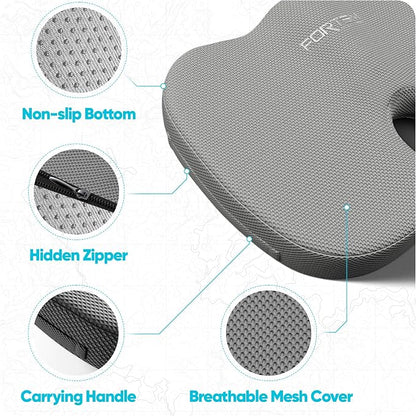 FORTEM Seat Cushion, Office Chair Cushion, Memory Foam Car Seat Cushions, Sciatica Coccyx Tailbone Pain Relief, Chair Cushions for Back Support, Sitting Pad for Gaming, Washable Cover, Non Slip