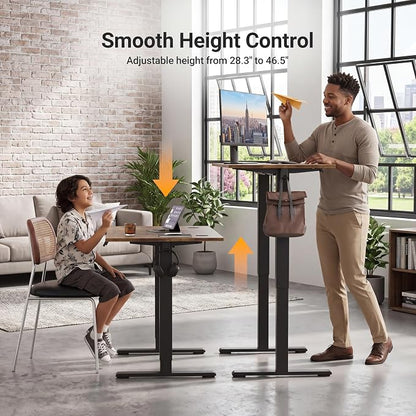 Claiks Electric Standing Desk 48 x 24 Inches, Motorized Sit Stand Desk with 3 Memory Presets & Cable Management, Spacious Ergonomic Computer Workstation for Dual Monitors & Gaming Setup, Rustic Brown