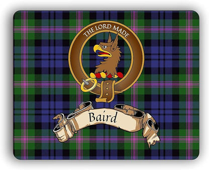 Scottish Clan Baird Tartan Crest Computer Mouse Pad