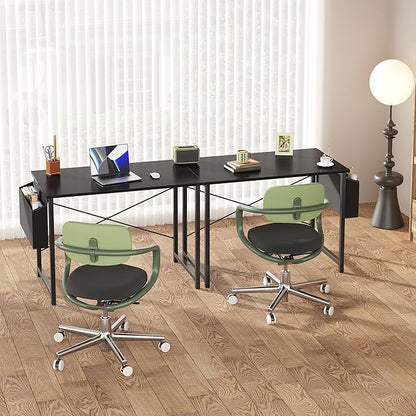 OLIXIS Small Computer Desk, 40 Inch Home Office Desks, Writing Study Craft Work Gaming Table, Computer Workstation for Bedroom Small Spaces with Storage Bag and Headphone Hook, Black
