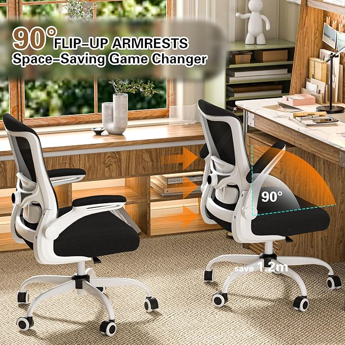 Ergonomic Office Chair for Long Hours, Padded Lumbar Support for Lower Back Relief, 330 lb Capacity, Comfortable Computer Desk Chair for Home Office, Computer & Study