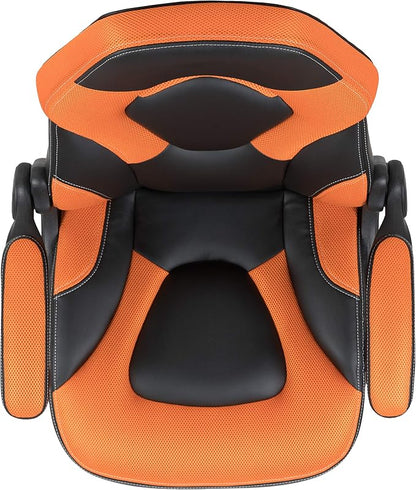 Flash Furniture X10 High-Back LeatherSoft Racing Style Gaming Chair with Flip-Up Arms, Ergonomic Padded Swivel Computer Chair, Orange/Black