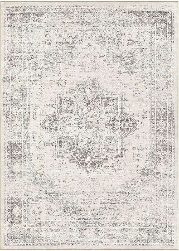 UERMEI 6x9 Area Rug Living Room Rugs - Washable Vintage Soft Large Rug Indoor Floor No Slip Rug Carpet for Bedroom Farmhouse Under Dining Table Home Office Decor - Beige/Camel