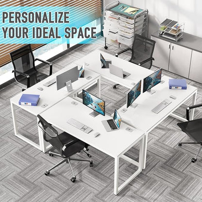 SHW 55-Inch Commercial-Grade Office Computer Desk, White