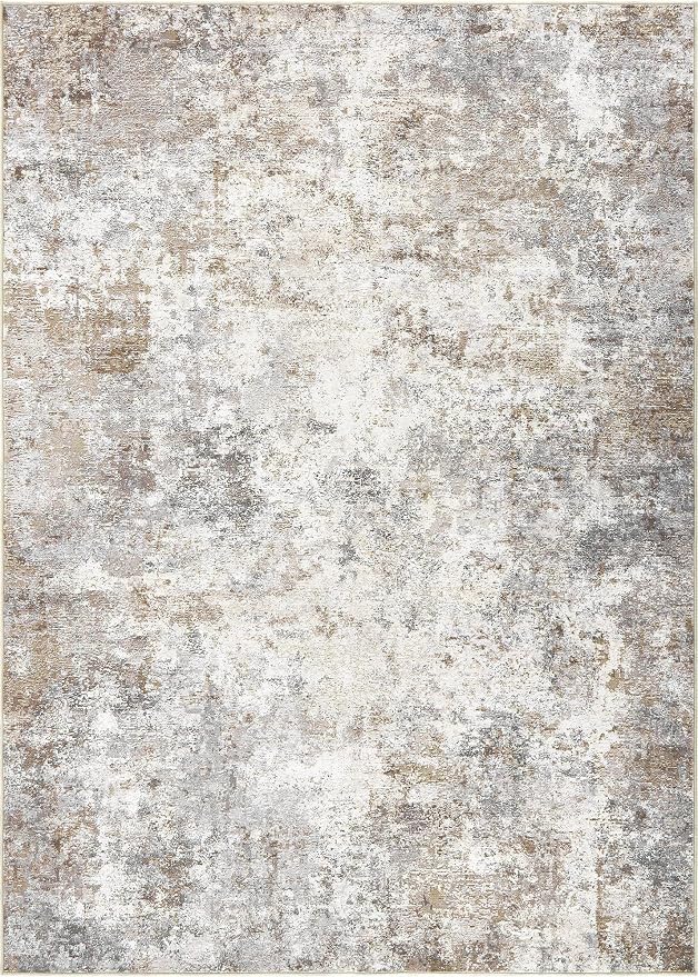 UERMEI 10x13 Area Rug Living Room Rugs - Washable Neutral Modern Abstract Soft Thin Rug Indoor Floor No Slip Rug Carpet for Bedroom Under Dining Table Home Office Decor - Brown Grey