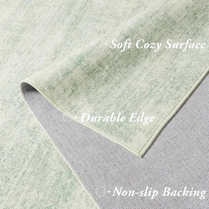 BILEEHOME Sage Green Rug for Bedroom,Boho Abstract Washable Cottage Core 8x10 Area Rugs for Living Room