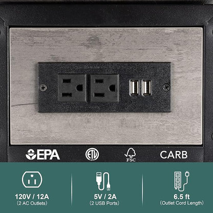 Yoobure End Table with Charging Station, Flip Top Side Table with USB Ports and Outlets, Sofa Couch Table Bedside Table for Living Room Bedroom, Narrow Nightstand with Shelves for Small Space Gray