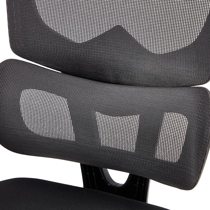 JOMEED High Upholstered Back Mesh Swivel Chair Adjustable Height Arm Rest Rolling Seating with Lumbar and Head Support for Homes or Offices, Black