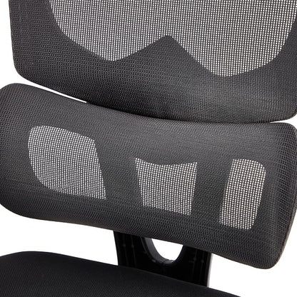 JOMEED High Upholstered Back Mesh Swivel Chair Adjustable Height Arm Rest Rolling Seating with Lumbar and Head Support for Homes or Offices, Black
