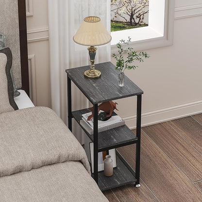 VECELO Tall End Side Table,30" Height Nightstand with 3-Tier Storage Shelf for Living Room Bedroom Office Hallway Study