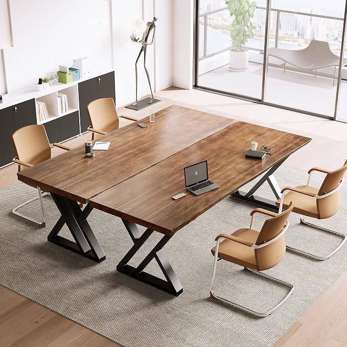 Solid Wood Desk 71 Inches, Live Edge Wooden Home Office Computer Desk Metal Frame Modern Simple Design Executive Real Wood Desk for Writing Study Dining Gaming