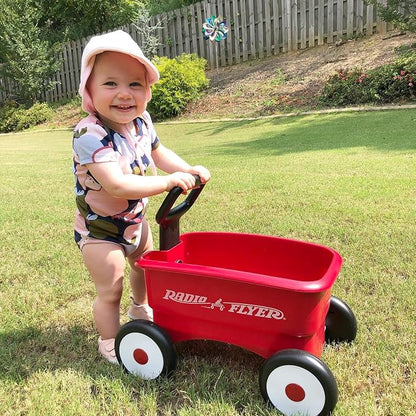 Radio Flyer Push & Pull Walker Wagon with Garden Tools, Red, for Kids 1-4 Years Old, Locking Handle for Stability, Baby Push Walker Converts to Pull Wagon, for Indoor & Outdoor Play
