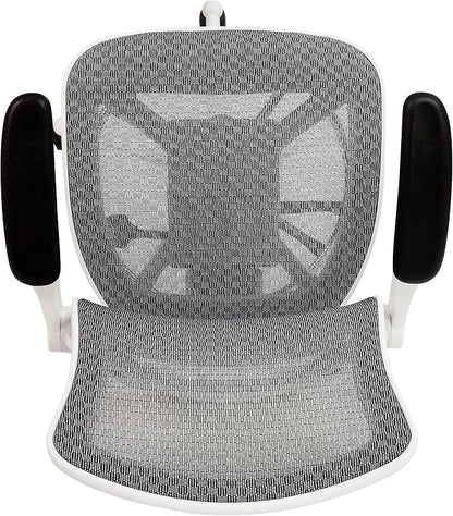 Flash Furniture Waylon Mid-Back Swivel Office Chair with Adjustable Foot Ring and Seat Height, Ergonomic Mesh Chair with Armrests, Gray/White