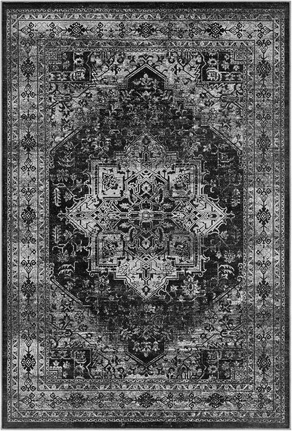 UERMEI 10x14 Area Rug Living Room Rugs - Washable Vintage Soft Large Rug Indoor Floor No Slip Rug Carpet for Bedroom Farmhouse Under Dining Table Home Office Decor - Black