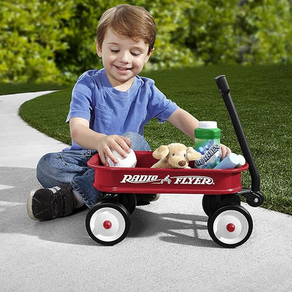 Radio Flyer Mini Classic Red Wagon for Kids, 12.5" Toy Wagon For Kids Aged 1.5+, Play-Size Version of the Classic, Durable Rolling Wheels & Steel Body, Working Handle, For Toys, Crafts & Gift Displays