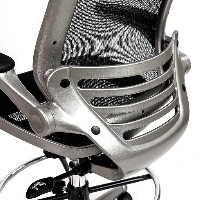 Flash Furniture Waylon Mid-Back Swivel Office Chair with Adjustable Foot Ring and Seat Height, Ergonomic Mesh Chair with Armrests, Black/Silver