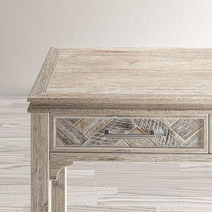 Jofran Mid-Century Modern Chevron Desk with 3 Drawers and USB Charging, 48" Writing Desk for Home Office, Grey Wash