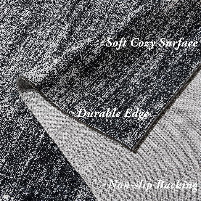 BILEEHOME Black and White Rug for Bathroom Kitchen,Washable Non Slip Abstract Area Rugs for Entrway,2x3