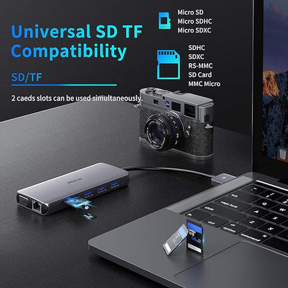 MacBook Pro Docking Station Dual Monitor HDMI Adapter,12 in 1 USB C Adapters for MacBook Pro Air Mac HDMI Dock Dongle Dual USB C to DualHDMI VGA Ethernet AUX 4USB SD/TF100W PD