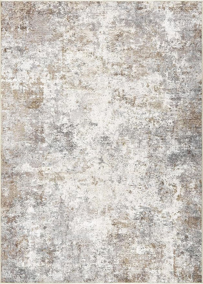 UERMEI 8x11 Area Rug Living Room Rugs Thickened - Washable Neutral Modern Abstract Soft Rug Indoor Floor No Slip Rug Carpet for Bedroom Under Dining Table Home Office Decor - Brown Grey