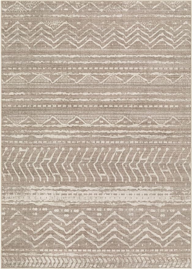 Nakagishi 9x13 Area Rugs Living Room: Washable Boho Large Neutral Soft Farmhouse Area Rugs Stain Resistant Modern Non-Slip Indoor Floor Carpet for Bedroom Nursery Kids Playroom Office-Dark Brown